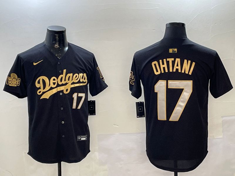 Men Los Angeles Dodgers 17 Ohtani Black Gold Game 2025 Nike MLB Jersey style 02256